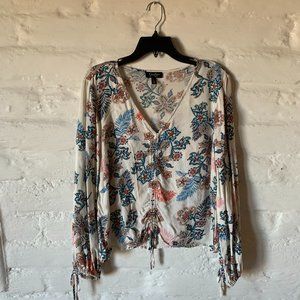 Ladies Long Sleeve Blouse with Jacquard Print Size Large